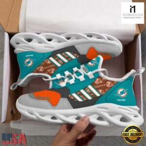 Personalized NFL Miami Dolphins Clunky Sport Max Soul Shoes NFL Gifts 10 Custom Name NFL Miami Dolphins Clunky Sport Max Soul Shoes