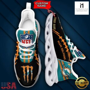 Custom Name NFL Miami Dolphins Max Soul Shoes For Men And Women