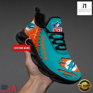 Custom Name NFL Miami Dolphins Max Soul Shoes