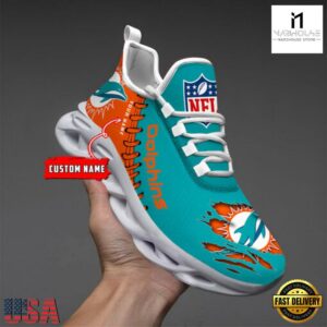 Custom Name NFL Miami Dolphins Max Soul Shoes