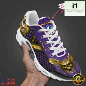 Custom Name NFL Minnesota Vikings Skull Air Max Plus Shoes