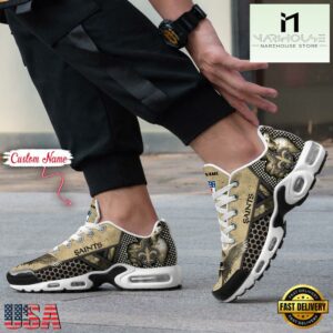 Custom Name NFL New Orleans Saints Skull Air Max Plus Shoes