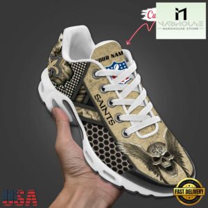 Custom Name NFL New Orleans Saints Skull Air Max Plus Shoes