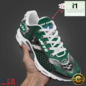 Custom Name NFL New York Jets Skull Air Max Plus Shoes