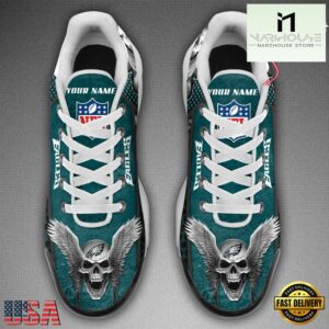 Custom Name NFL Philadelphia Eagles Skull Air Max Plus Shoes