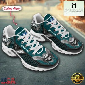 Custom Name NFL Philadelphia Eagles Skull Air Max Plus Shoes
