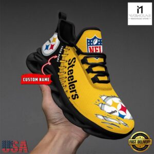 Custom Name NFL Pittsburgh Steelers Max Soul Shoes
