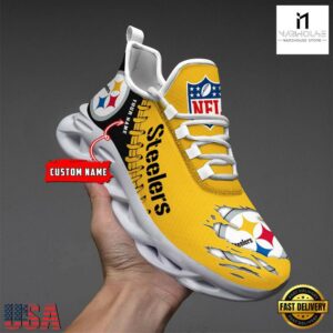 Custom Name NFL Pittsburgh Steelers Max Soul Shoes