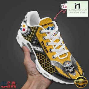 Custom Name NFL Pittsburgh Steelers Skull Air Max Plus Shoes