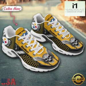 Custom Name NFL Pittsburgh Steelers Skull Air Max Plus Shoes