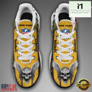 Custom Name NFL Pittsburgh Steelers Skull Air Max Plus Shoes