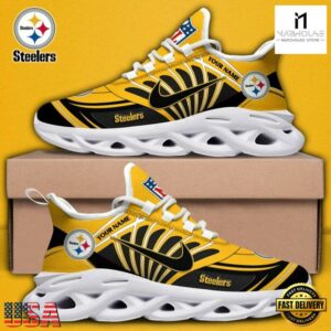 Custom Name NFL Pittsburgh Steelers Team Logo Max Soul Shoes