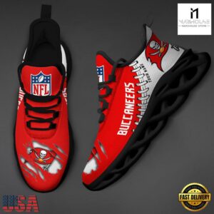 Personalized NFL Tampa Bay Buccaneers Max Soul Shoes NFL Gifts 7 Custom Name NFL Tampa Bay Buccaneers Max Soul Shoes