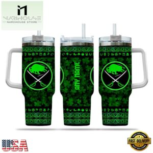 Custom Name NHL Buffalo Sabres Happy St. Patrick’s Day Stainless Steel Tumbler 40Oz With Handle