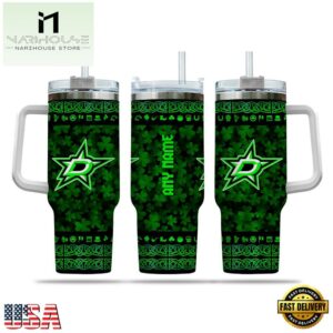 Custom Name NHL Dallas Stars Happy St. Patrick’s Day Stainless Steel Tumbler 40Oz With Handle