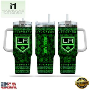 Custom Name NHL Los Angeles Kings Happy St. Patrick’s Day Stainless Steel Tumbler 40Oz With Handle