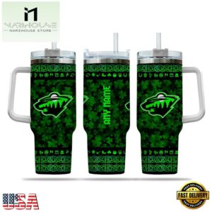Custom Name NHL Minnesota Wild Happy St. Patrick’s Day Stainless Steel Tumbler 40Oz With Handle