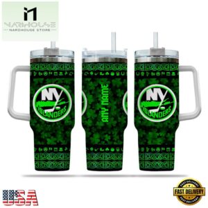 Custom Name NHL New York Islanders Happy St. Patrick’s Day Stainless Steel Tumbler 40Oz With Handle