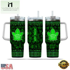 Custom Name NHL Toronto Maple Leafs Happy St. Patrick’s Day Stainless Steel Tumbler 40Oz With Handle