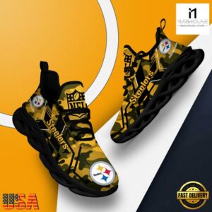 Personalized Pittsburgh Steelers NFL Sport Team Clunky Max Soul Shoes NFL Gifts 12 Custom Name Pittsburgh Steelers NFL Sport Team Clunky Max Soul Shoes