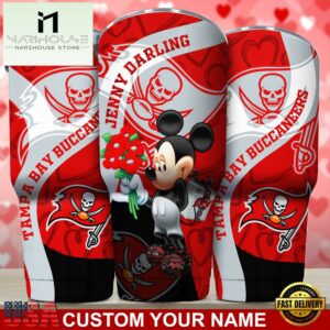 Custom Name Tampa Bay Buccaneers NFL Mickey Valentine Day Tumbler