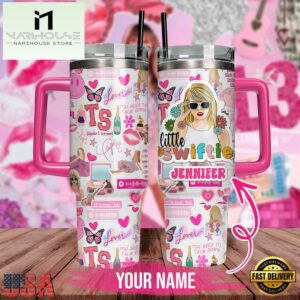 Custom Name Taylor Swift Music Flowers Tumbler 40oz With Handle
