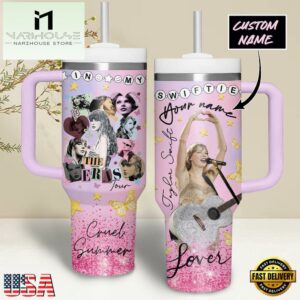 Custom Name Taylor Swift Swiftie Music Tumbler 40oz With Handle