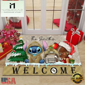 Custom Name UCF Knights Cute Stitch Welcome Christmas Doormat