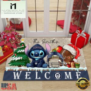 Custom Name Uconn Huskies Cute Stitch Welcome Christmas Doormat