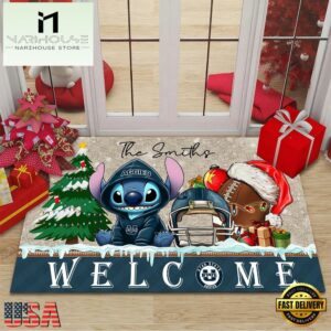 Custom Name Utah State Aggies Cute Stitch Welcome Christmas Doormat