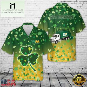 Custom Name Waste Management St Patrick's Day Hawaiian Shirt