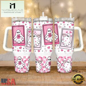 Cute Ghost Valentines Stainless Steel Tumbler 40Oz With Handle
