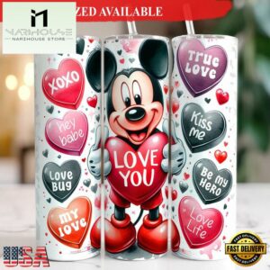 Cute Valentine Mickey Mouse Love You XOXO 20oz Tumbler