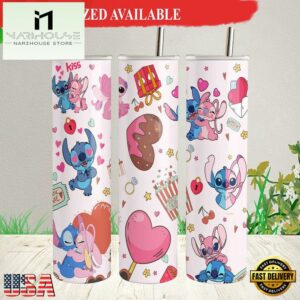 Ddisney Stitch Be My Valentine Tumbler with Lid and Straw