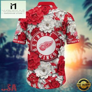 Detroit Red White Wings NHL Hawaiian Shirt , Vintage Hawaiian Shirts 5 Detroit Red White Wings NHL Hawaiian Shirt