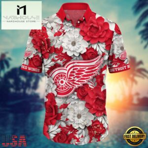 Detroit Red White Wings NHL Hawaiian Shirt