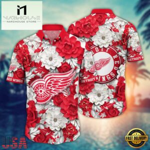Detroit Red White Wings NHL Hawaiian Shirt