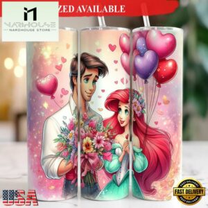 Disney Ariel Princess With Prince Valentine Tumbler With Lip And Straw