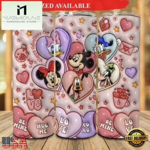 Disney Mickey With Friends Valentines Day Tumbler with Lid and Straw