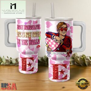 Elton John Happy Valentine Music Stainless Steel Tumbler 40Oz With Handle