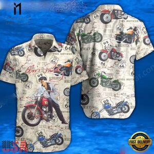 Elvis Presley Biker Us 66 Map Unisex Hawaiian Shirt