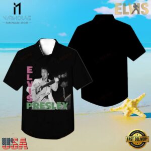 Elvis Presley Black Guitar Unisex Hawaiian Shirt