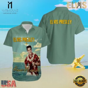 Elvis Presley In Blue Unisex Hawaiian Shirt