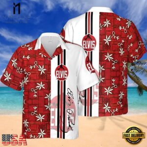 Elvis Presley Red Starburst Aloha Unisex Hawaiian Shirt