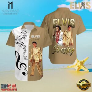 Elvis Presley Split-Color Unisex Hawaiian Shirtwith Musical Notes