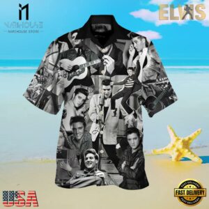 Elvis Presley The King Of Rock And Roll Black Unisex Hawaiian Shirt