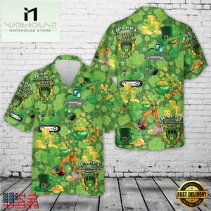 Excavator St Patrick's Day Hawaiian Shirt