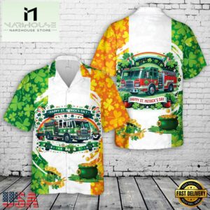 Fire Truck St Patrick's Day Summer Hawaiian Shirt