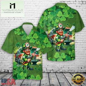 Firefighter Saint Patrick's Day Leprechaun Aloha Hawaiian Shirt