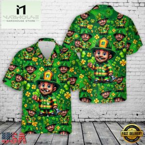 Firefighter Saint Patrick's Day Leprechaun Funny Hawaiian Shirt